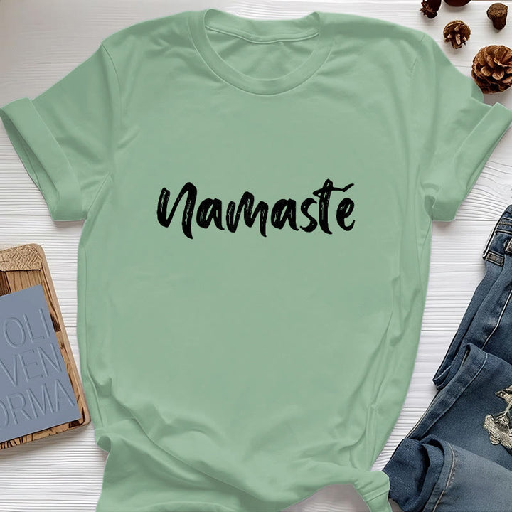 Olivenorma Namaste Yoga Unisex Pilates T-Shirt - Light Green - 2XL - image 0