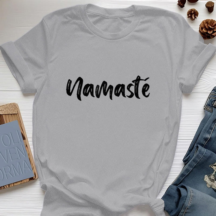 Olivenorma Namaste Yoga Unisex Pilates T-Shirt - Gray - 2XL - image 8
