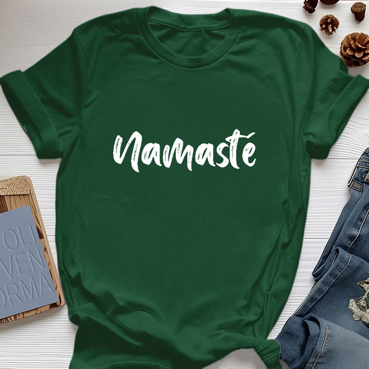 Olivenorma Namaste Yoga Unisex Pilates T-Shirt - Dark Green - 2XL - image 18