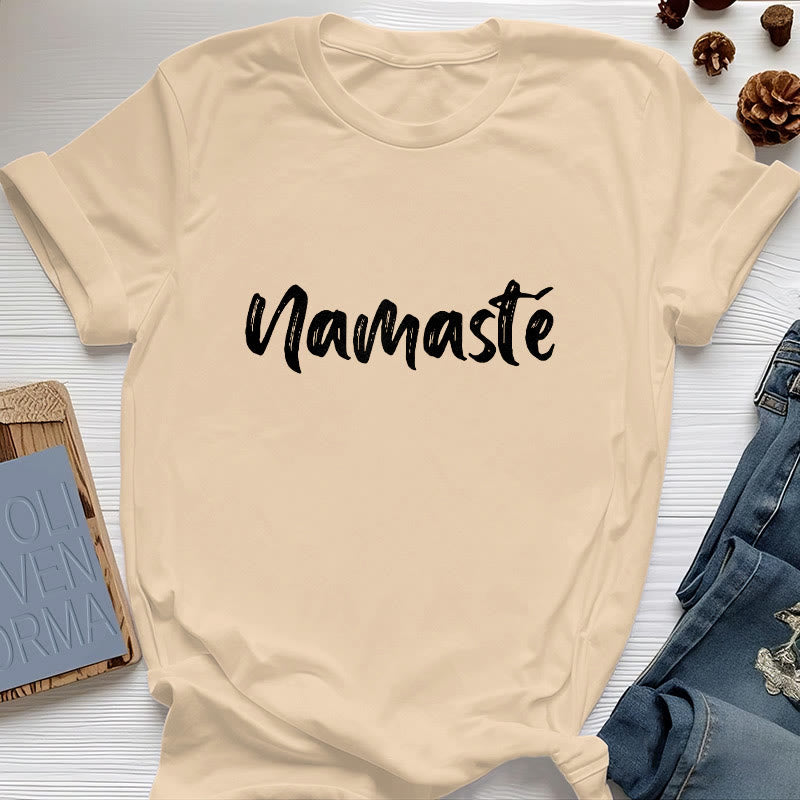 Olivenorma Namaste Yoga Unisex Pilates T-Shirt - Yellow - 2XL - image 10