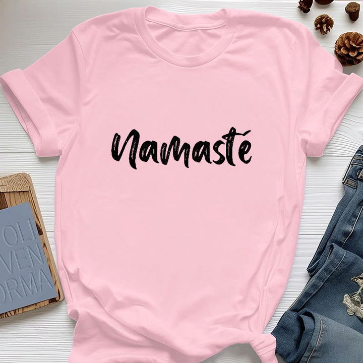 Olivenorma Namaste Yoga Unisex Pilates T-Shirt - Pink - 2XL - image 14