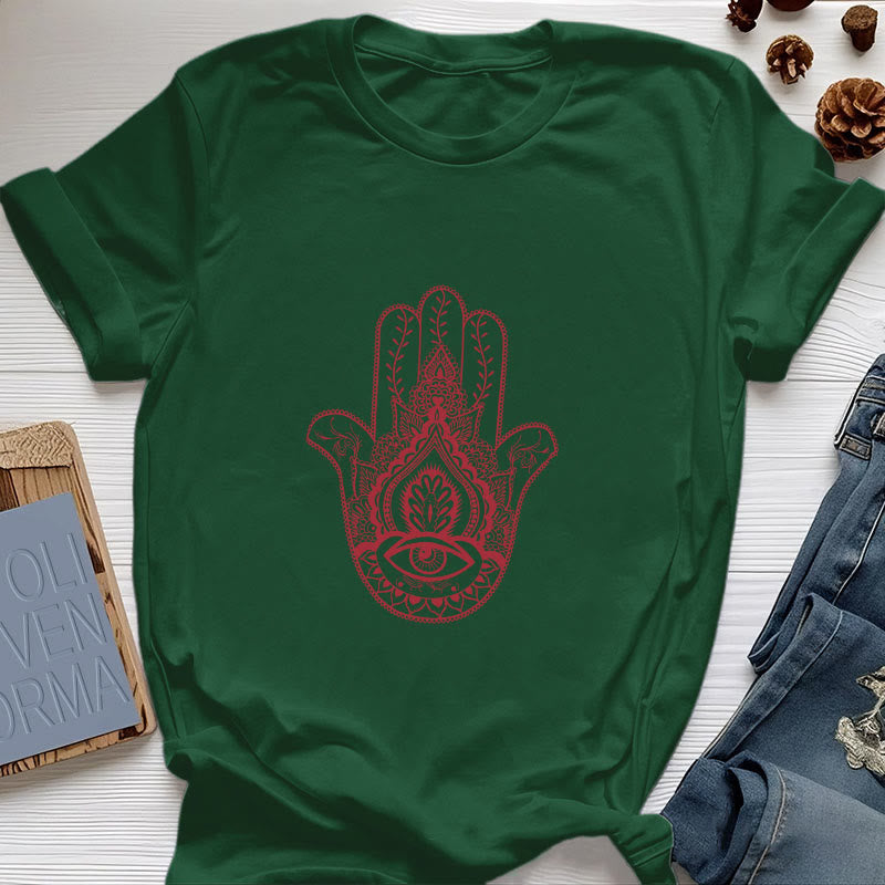 Olivenorma Soft Hamsa cotton T-Shirt - Dark Green - 2XL - image 18