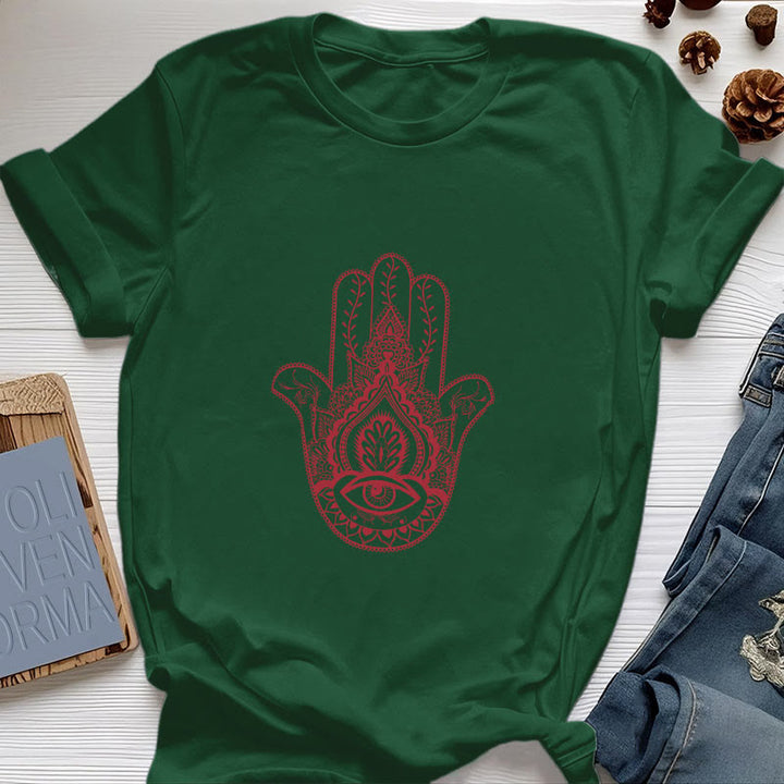 Olivenorma Soft Hamsa cotton T-Shirt - Dark Green - 2XL - image 18