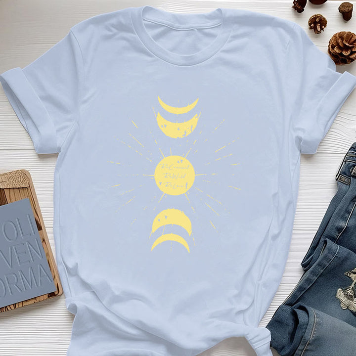 Olivenorma Moon Phases Yoga Cotton T-Shirt - Blue - 2XL - image 8