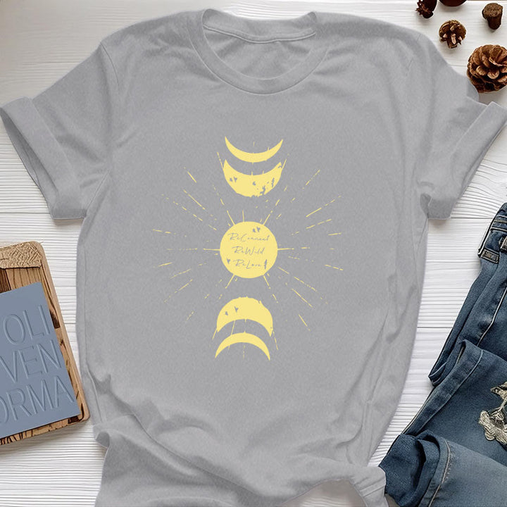 Olivenorma Moon Phases Yoga Cotton T-Shirt - Gray - 2XL - image 0