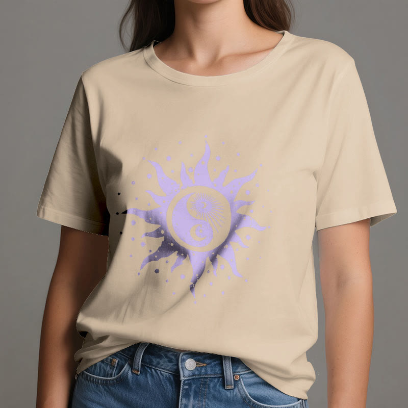 Olivenorma Yin Yang Moon Sun Cotton Comfor T-Shirt - image 1