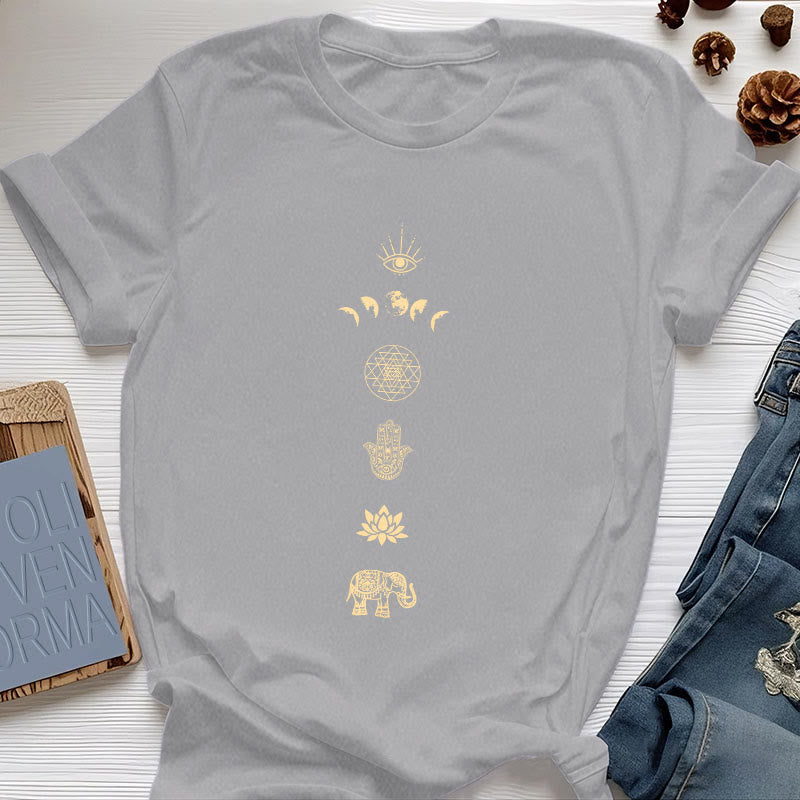 Olivenorma Chakras Spiritual Lotus Yoga T-Shirt - Gray - 2XL - image 2