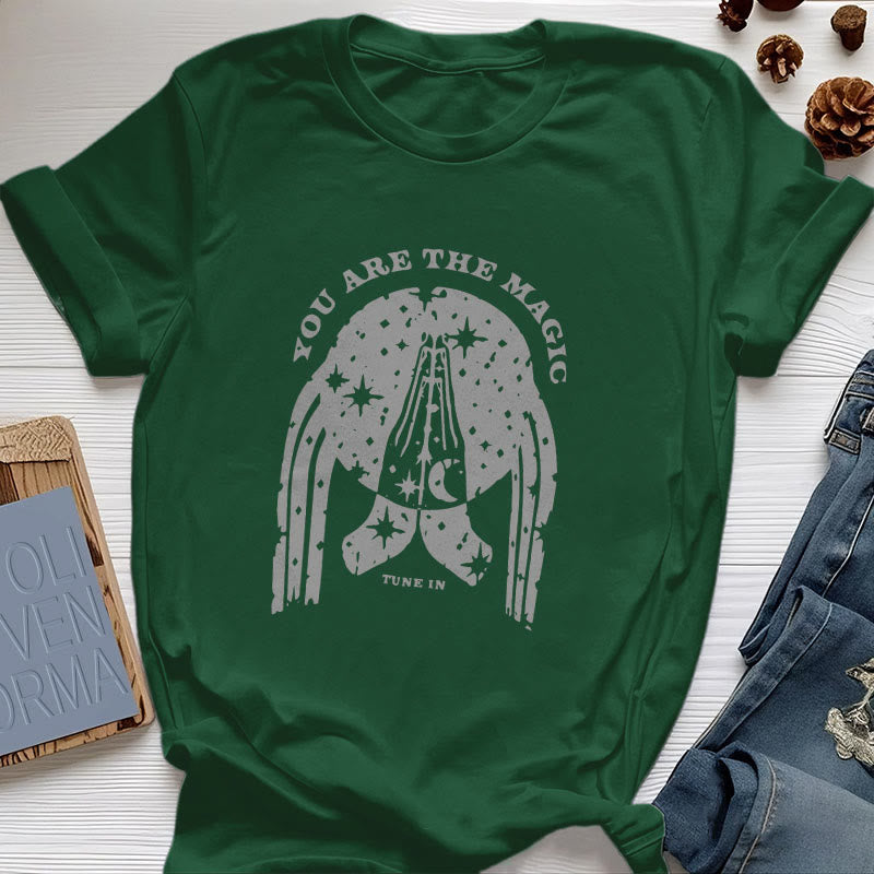 Olivenorma "Tune in You Are The Mageic" Yoga Boxy T-Shirt - Dark Green - 2XL - image 17