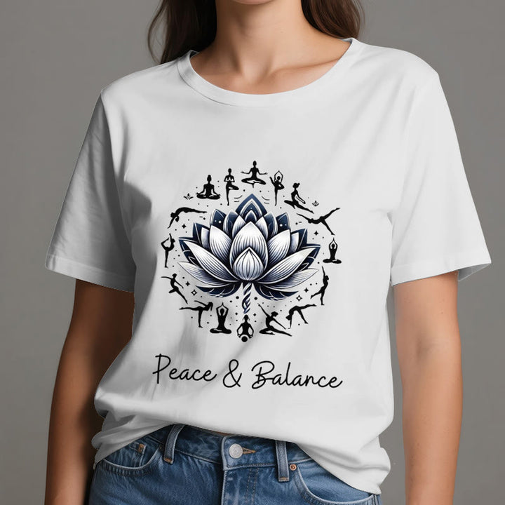 Olivenorma "PEACE & BALANCE" Lotus Yoga Tee Cotton T-Shirt - image 1