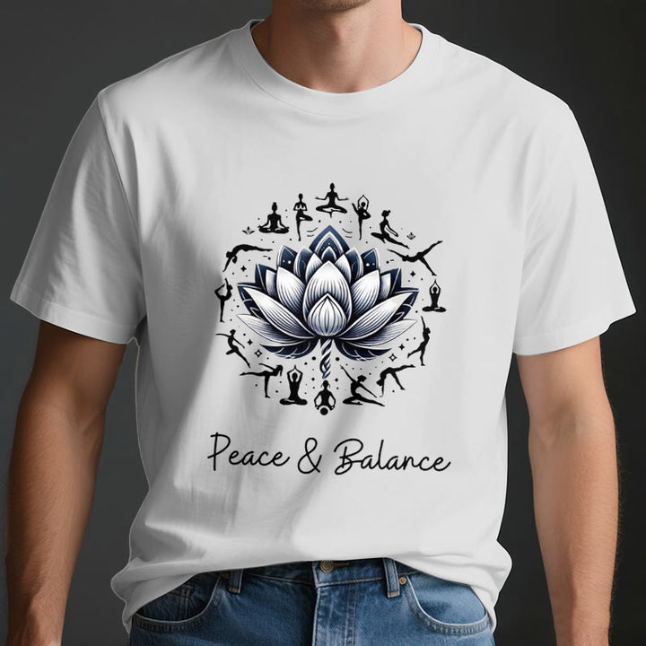 Olivenorma "PEACE & BALANCE" Lotus Yoga Tee Cotton T-Shirt - image 4