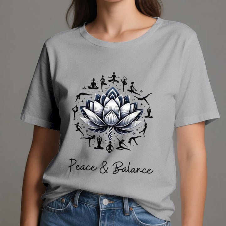 Olivenorma "PEACE & BALANCE" Lotus Yoga Tee Cotton T-Shirt - image 8