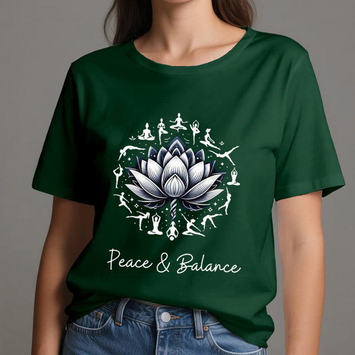 Olivenorma "PEACE & BALANCE" Lotus Yoga Tee Cotton T-Shirt - image 20