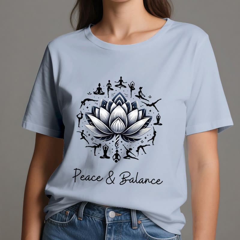 Olivenorma "PEACE & BALANCE" Lotus Yoga Tee Cotton T-Shirt - image 12