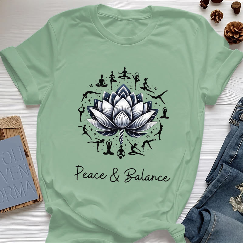 Olivenorma "PEACE & BALANCE" Lotus Yoga Tee Cotton T-Shirt - Light Green - 2XL - image 17