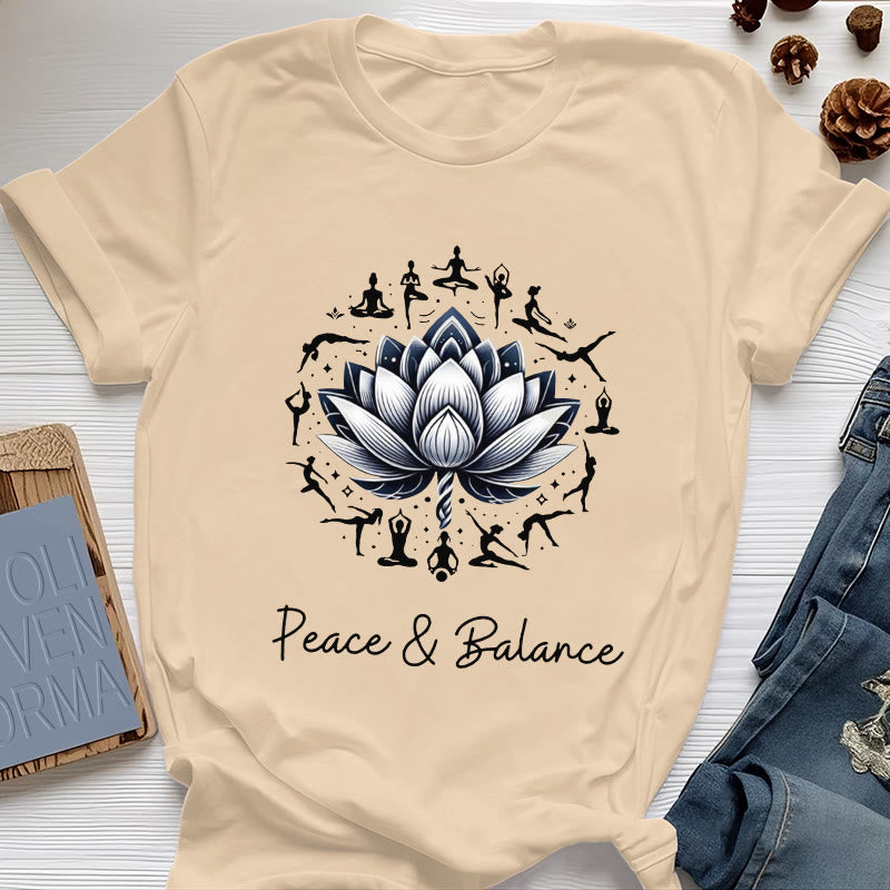 Olivenorma "PEACE & BALANCE" Lotus Yoga Tee Cotton T-Shirt - Yellow - 2XL - image 9