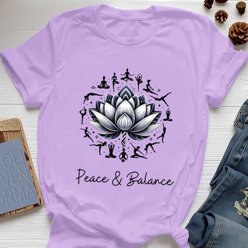 Olivenorma "PEACE & BALANCE" Lotus Yoga Tee Cotton T-Shirt - Purple - 2XL - image 15