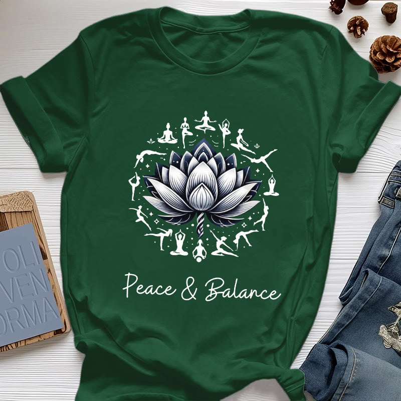 Olivenorma "PEACE & BALANCE" Lotus Yoga Tee Cotton T-Shirt - Dark Green - 2XL - image 19