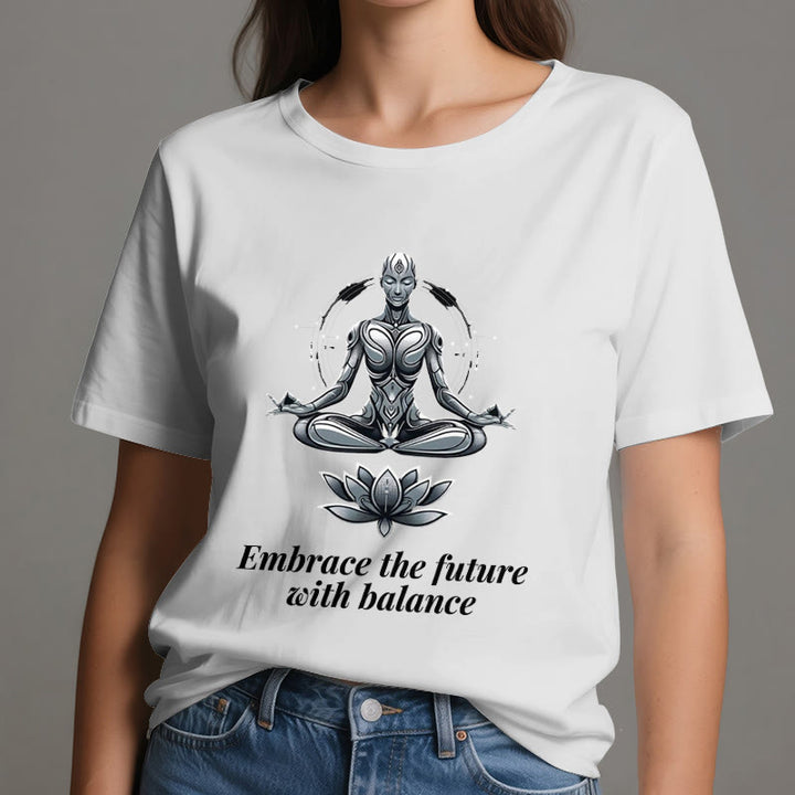 Olivenorma "EMBRACE THE FUTURE WITH BALANCE" Lotus Spiritual T-Shirt - image 1