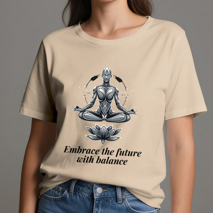 Olivenorma "EMBRACE THE FUTURE WITH BALANCE" Lotus Spiritual T-Shirt - image 10