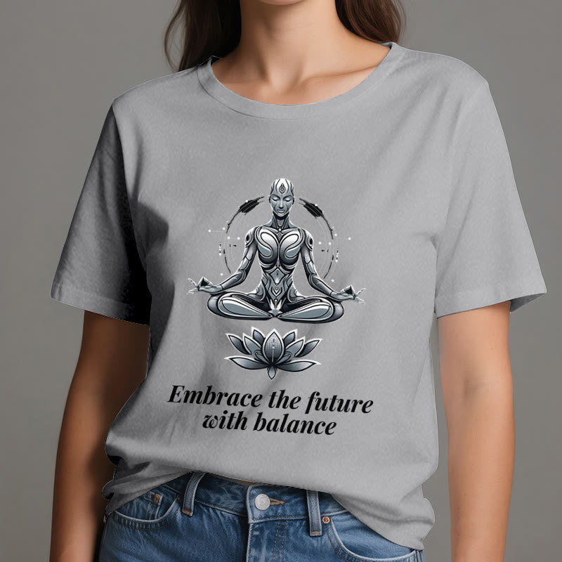 Olivenorma "EMBRACE THE FUTURE WITH BALANCE" Lotus Spiritual T-Shirt - image 8