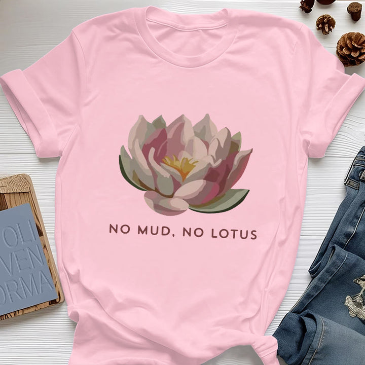 Olivenorma "NO MUD, NO LOTUS" Cotton Yoga Tee T-Shirt - Pink - 2XL - image 13