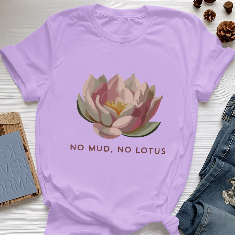 Olivenorma "NO MUD, NO LOTUS" Cotton Yoga Tee T-Shirt - Purple - 2XL - image 15