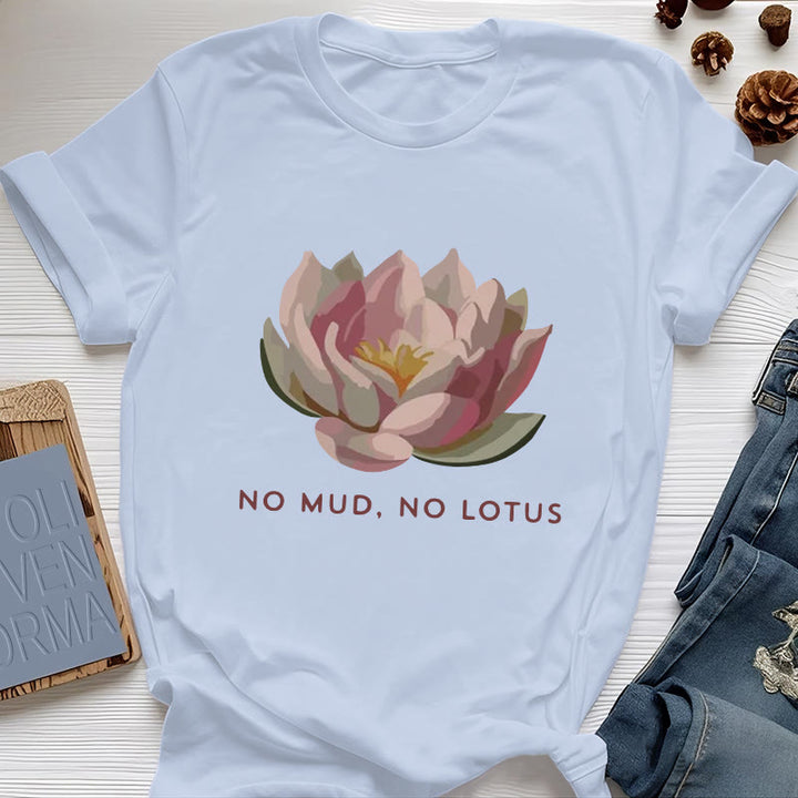Olivenorma "NO MUD, NO LOTUS" Cotton Yoga Tee T-Shirt - Blue - 2XL - image 11