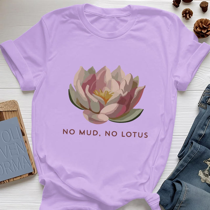 Olivenorma "NO MUD, NO LOTUS" Cotton Yoga Tee T-Shirt - Purple - 2XL - image 16