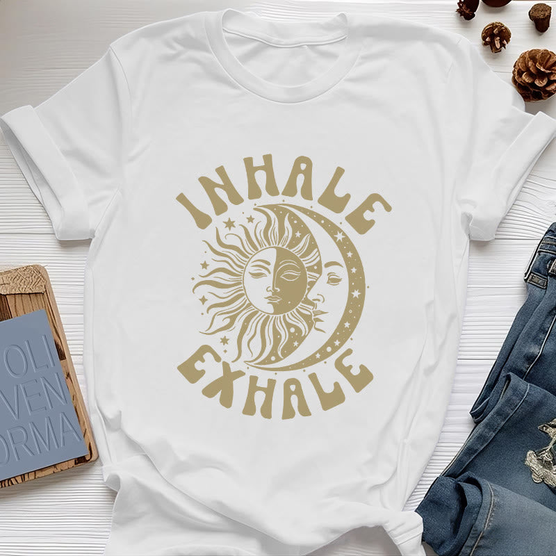 Olivenorma "INHALE EXHALE" Sun & Moon Spititual Tee T-Shirt - White - 2XL - image 5