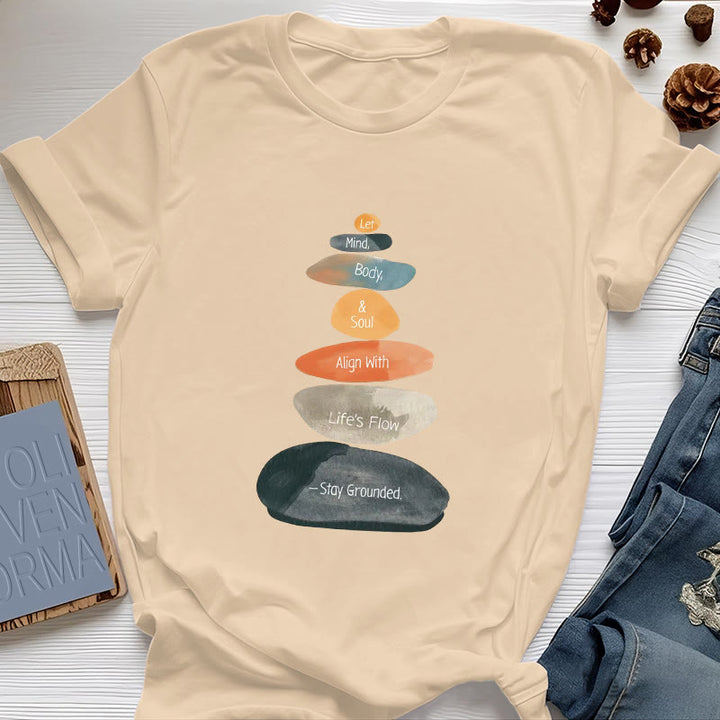 Olivenorma "Stay Grounded" Lightweight Cotton Spiritual T-Shirt - Yellow - 2XL - image 9