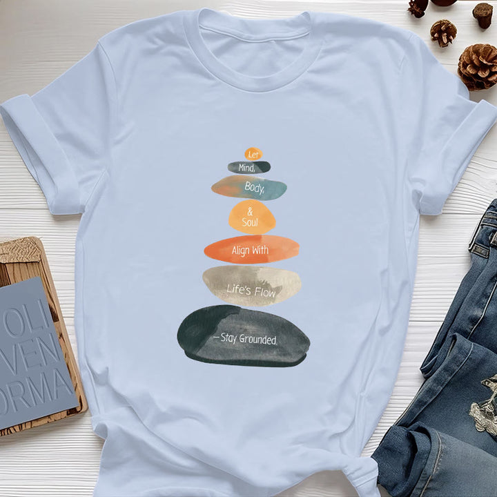 Olivenorma "Stay Grounded" Lightweight Cotton Spiritual T-Shirt - Blue - 2XL - image 11