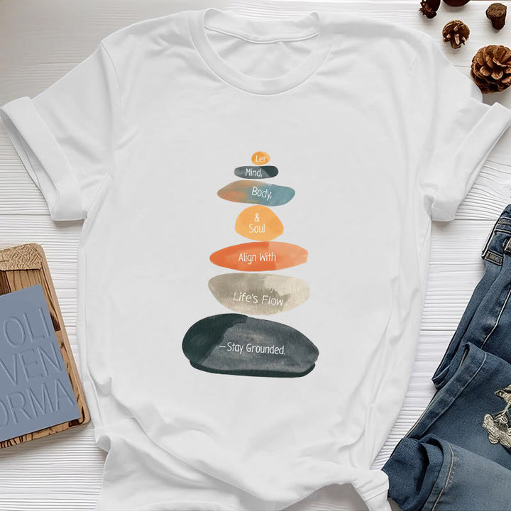 Olivenorma "Stay Grounded" Lightweight Cotton Spiritual T-Shirt - White - 2XL - image 0