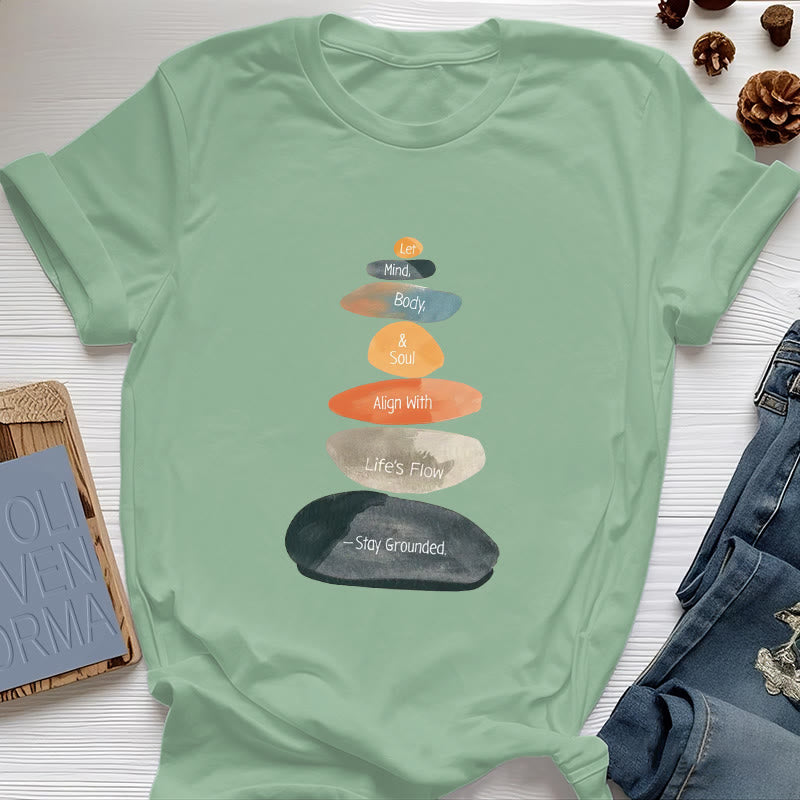 Olivenorma "Stay Grounded" Lightweight Cotton Spiritual T-Shirt - Light Green - 2XL - image 17