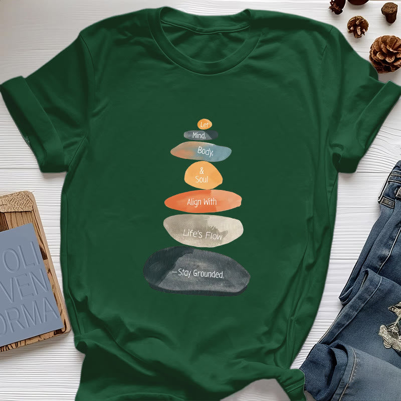 Olivenorma "Stay Grounded" Lightweight Cotton Spiritual T-Shirt - Dark Green - 2XL - image 19