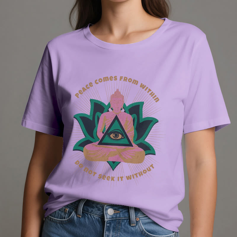 Olivenorma "PEACE COME FROM WITHIN" Buddha Lotus Spiritual T-Shirt - image 16