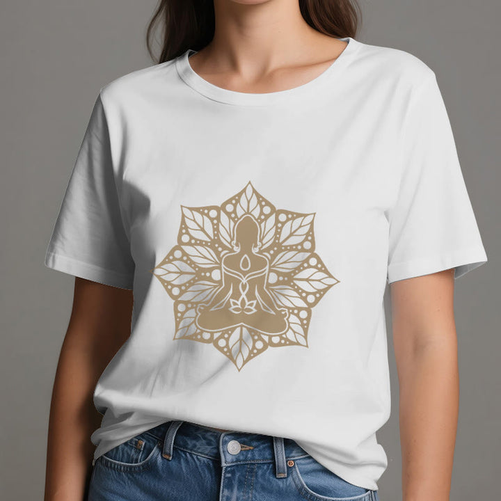 Olivenorma Medala Floral Meditation Yoga Tee T-Shirt - image 6