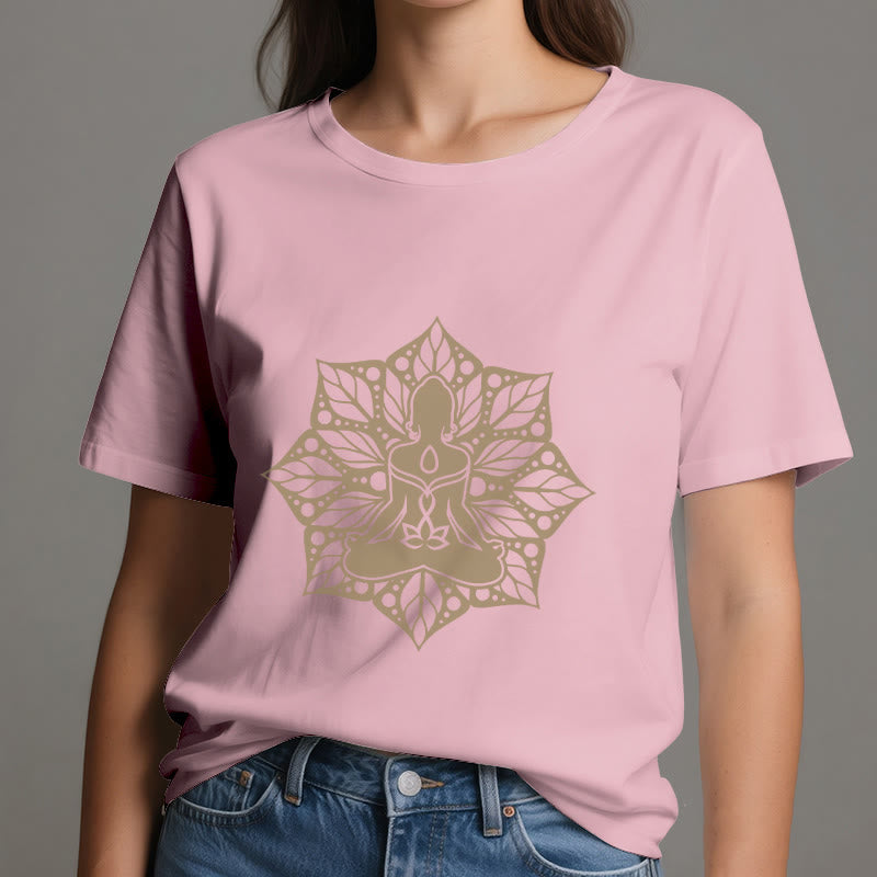 Olivenorma Medala Floral Meditation Yoga Tee T-Shirt - image 14