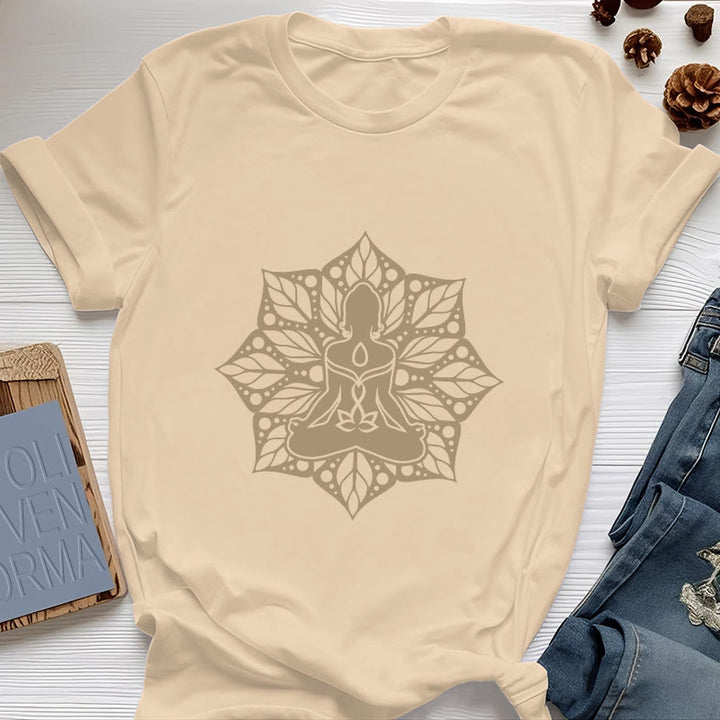Olivenorma Medala Floral Meditation Yoga Tee T-Shirt - Yellow - 2XL - image 9