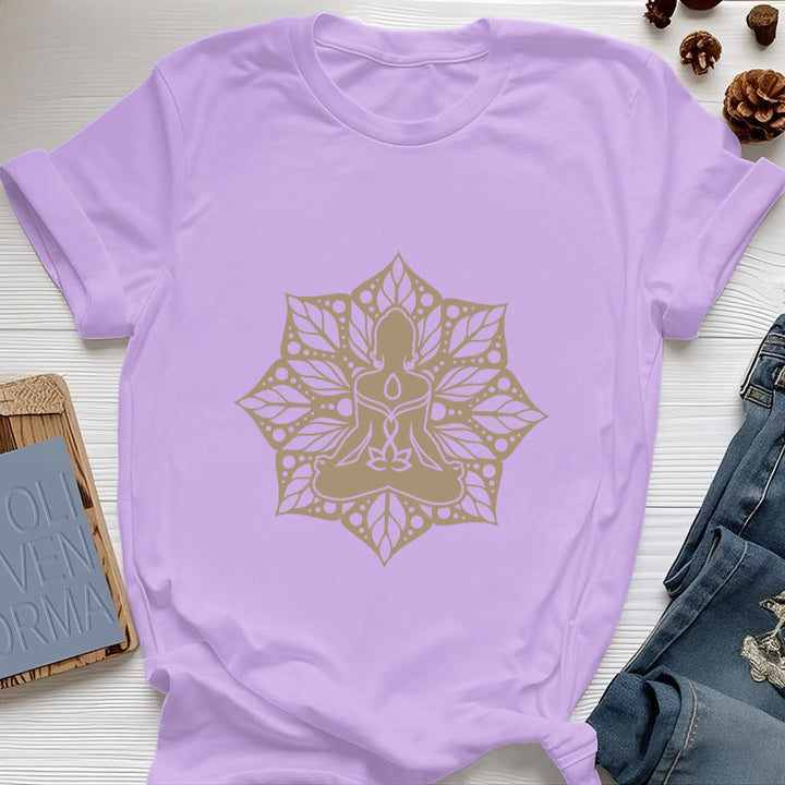Olivenorma Medala Floral Meditation Yoga Tee T-Shirt - Purple - 2XL - image 15