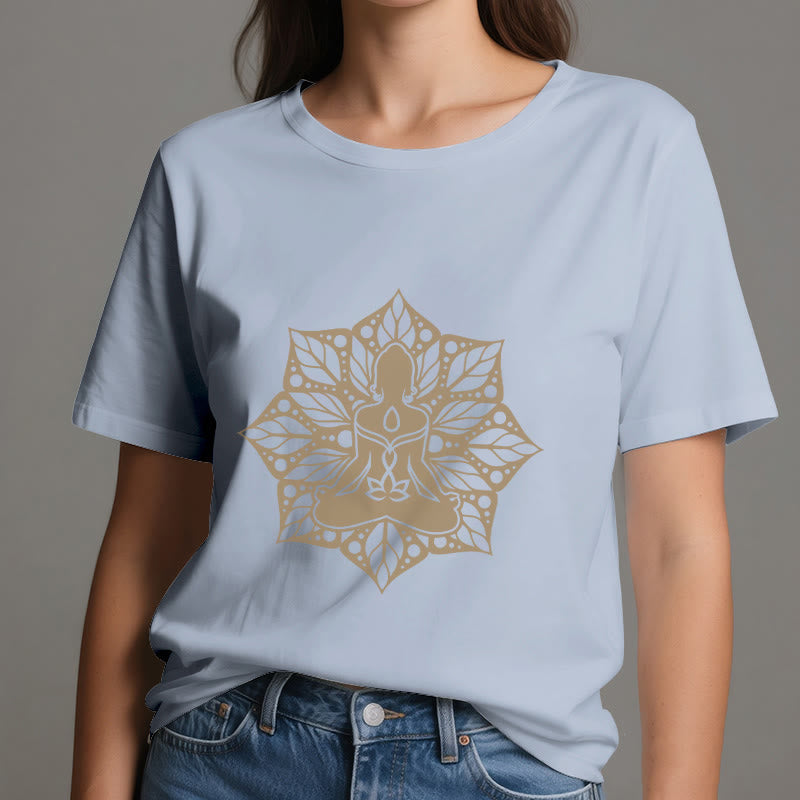 Olivenorma Medala Floral Meditation Yoga Tee T-Shirt - image 12