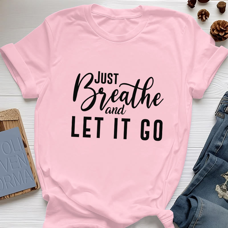 Olivenorma "JUST BREATHE AND LET IT GO" Spiritual Tee T-Shirt - Pink - 2XL - image 13