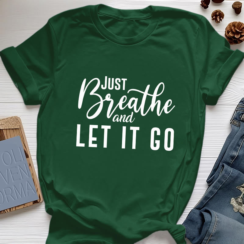 Olivenorma "JUST BREATHE AND LET IT GO" Spiritual Tee T-Shirt - Dark Green - 2XL - image 19
