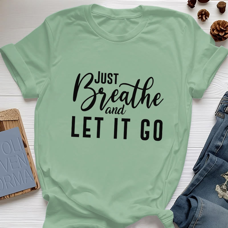 Olivenorma "JUST BREATHE AND LET IT GO" Spiritual Tee T-Shirt - Light Green - 2XL - image 17