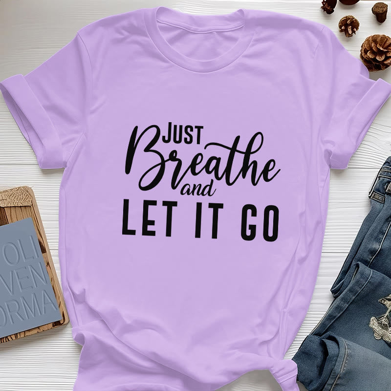 Olivenorma "JUST BREATHE AND LET IT GO" Spiritual Tee T-Shirt - Purple - 2XL - image 15