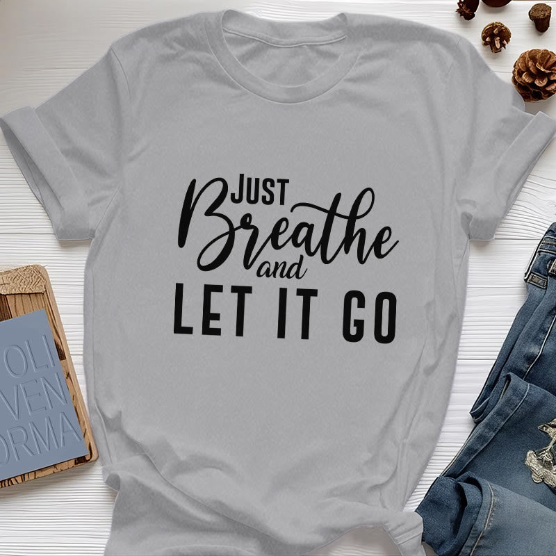 Olivenorma "JUST BREATHE AND LET IT GO" Spiritual Tee T-Shirt - Gray - 2XL - image 9