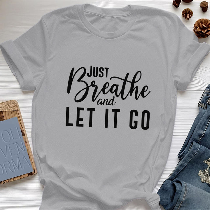 Olivenorma "JUST BREATHE AND LET IT GO" Spiritual Tee T-Shirt - Gray - 2XL - image 9