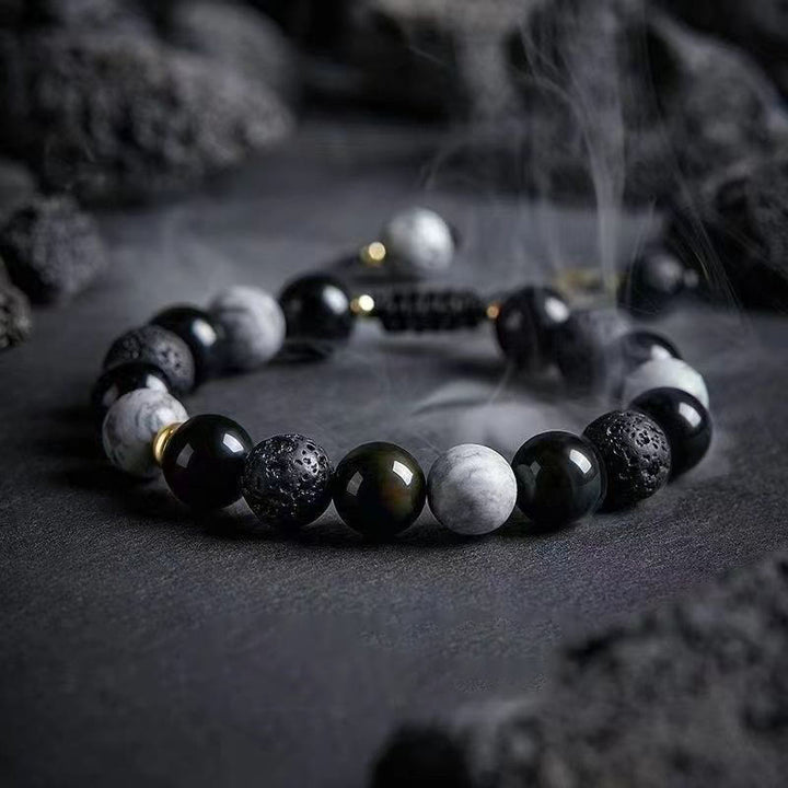 Olivenorma "Dreamlike Night" Lava Stone Adjustable Braided Bracelet - Gemstone - image 1
