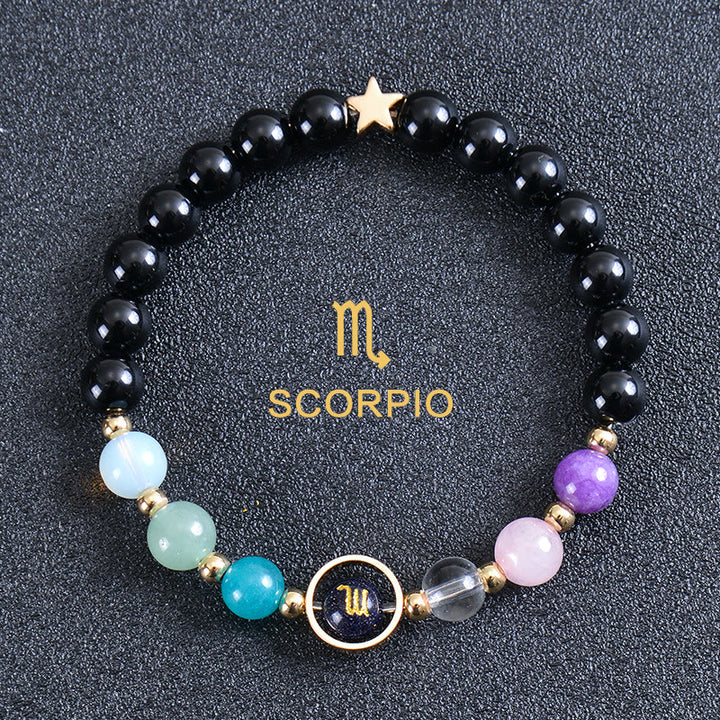 Olivenorma Twelve Constellations Eight Planets Gemstone Bracelet - Round Obsidian - Scorpio - image 47