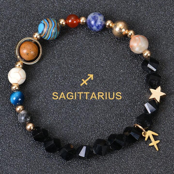Olivenorma Twelve Constellations Eight Planets Gemstone Bracelet - Facted Obsidian - Sagittarius - image 36