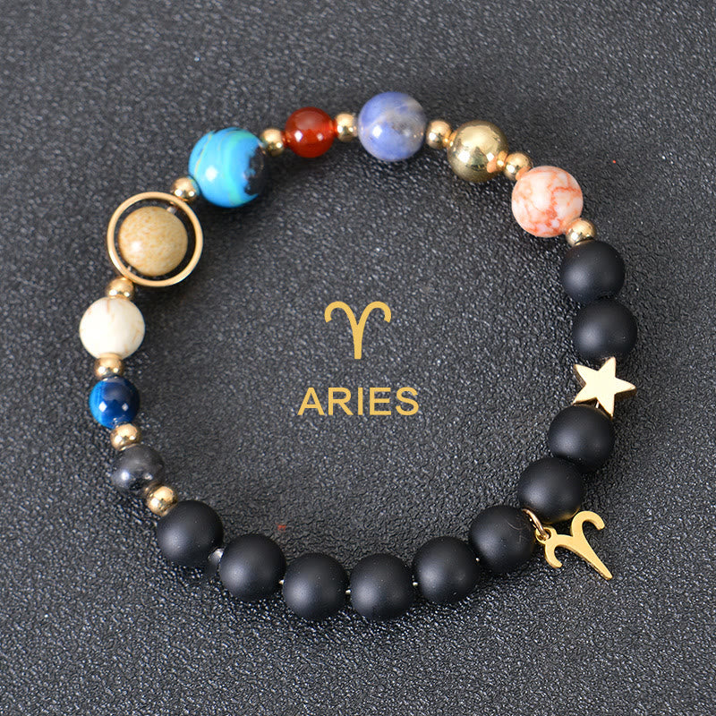 Olivenorma Twelve Constellations Eight Planets Gemstone Bracelet - Black Onyx - Aries - image 2
